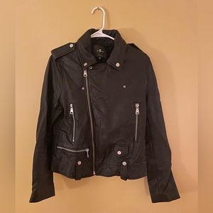 7 For All Mankind Leather Biker Jacket Size Medium